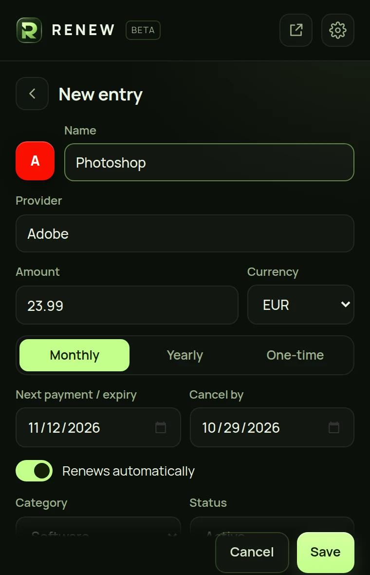Form with an automatically detected logo